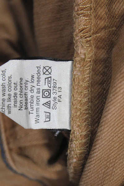 J Crew Mens Straight Brown Cotton Jeans Button Fly Size 31