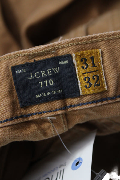 J Crew Mens Straight Brown Cotton Jeans Button Fly Size 31