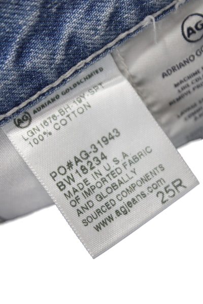 AG-ED Denim Womens Straight High Rise Jeans Blue 100% Cotton Size 25