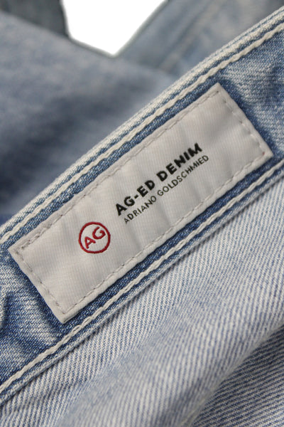 AG-ED Denim Womens Straight High Rise Jeans Blue 100% Cotton Size 25