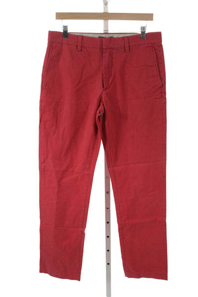Banana Republic Mens Chino Pants Red 100% Cotton Button Solid Size 31