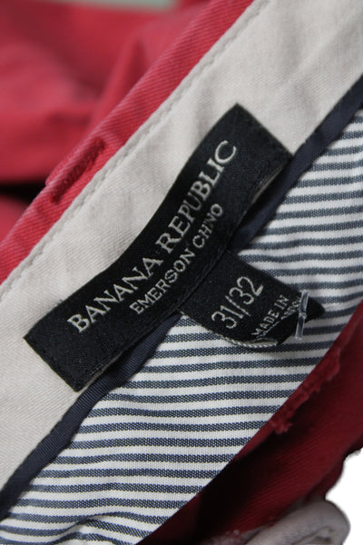 Banana Republic Mens Chino Pants Red 100% Cotton Button Solid Size 31