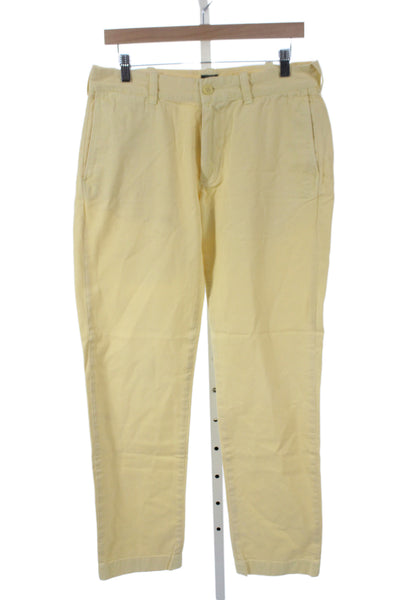 J Crew Mens Chino Pants Yellow Cotton Button Closure Size 31