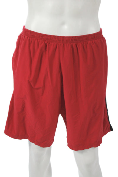 Nike Mens Athletic Shorts Red Striped Drawstring Polyester Size L
