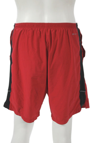 Nike Mens Athletic Shorts Red Striped Drawstring Polyester Size L