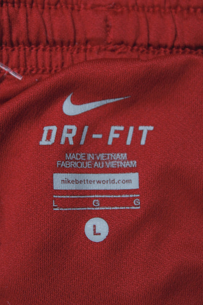 Nike Mens Athletic Shorts Red Striped Drawstring Polyester Size L