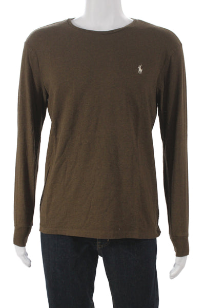 Polo Ralph Lauren Mens Basic Brown Cotton Long Sleeve T-Shirt Size M