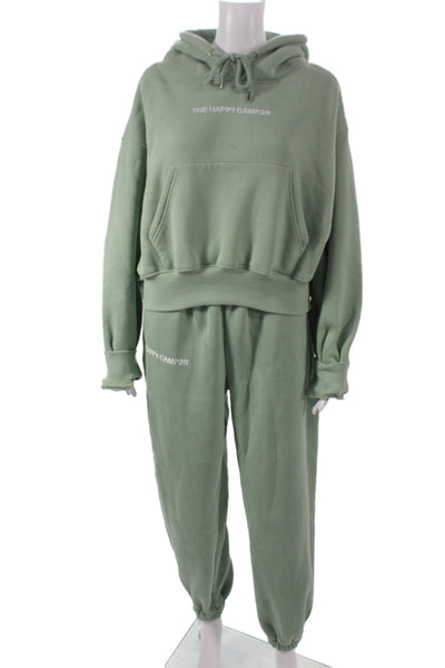 Happy Camp3r Womens Green High Neck Pullover Sweatsuit Organic Cotton Size M