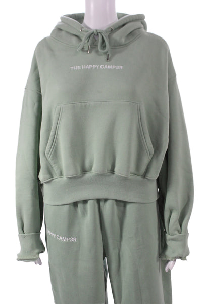 Happy Camp3r Womens Green High Neck Pullover Sweatsuit Organic Cotton Size M