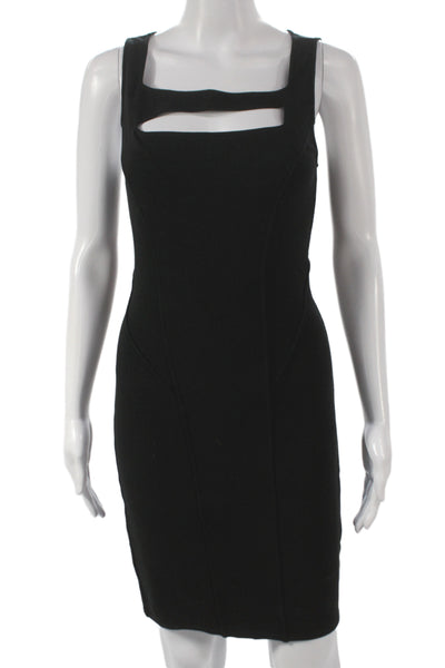 Helmut Women Sheath Dress Black Viscose Square Neck Sleeveless Short Size S