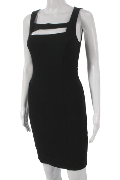 Helmut Women Sheath Dress Black Viscose Square Neck Sleeveless Short Size S