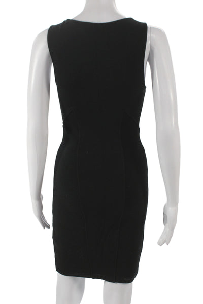 Helmut Women Sheath Dress Black Viscose Square Neck Sleeveless Short Size S