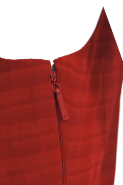 Whistles Womens Red Check Halter Maxi Dress Sleeveless Zip Boho Size 2