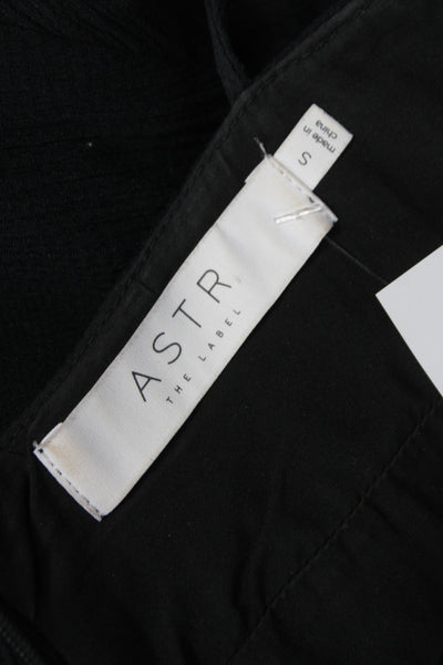 ASTR Women Black Mini Dress Sleeveless Square Neck Rayon Button Casual Size S