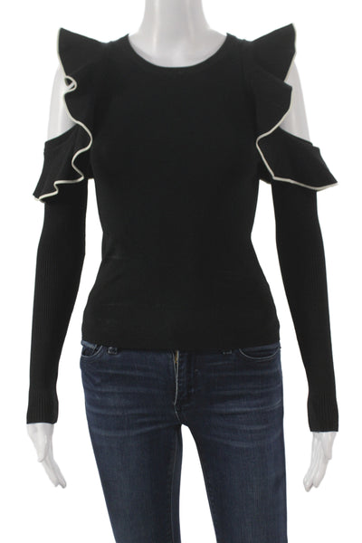 Whistles Women Black Pullover Sweater Long Sleeve Round Neck Viscose Size 2