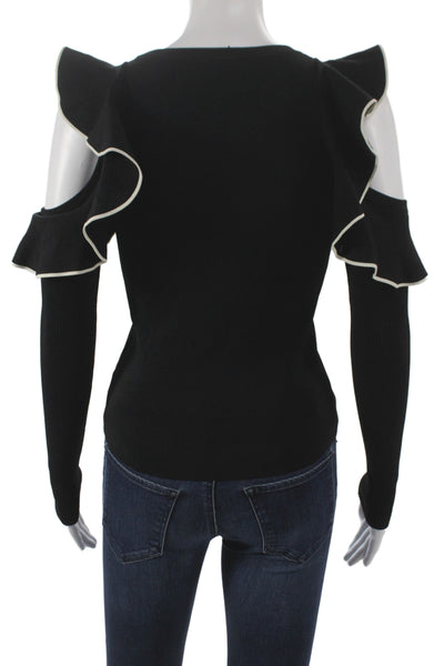 Whistles Women Black Pullover Sweater Long Sleeve Round Neck Viscose Size 2
