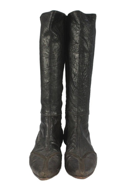 Twenty Two Womens Leather Zipper Detail Knee High Boots Shoes Black Size 8