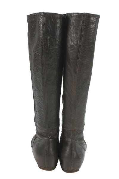 Twenty Two Womens Leather Zipper Detail Knee High Boots Shoes Black Size 8