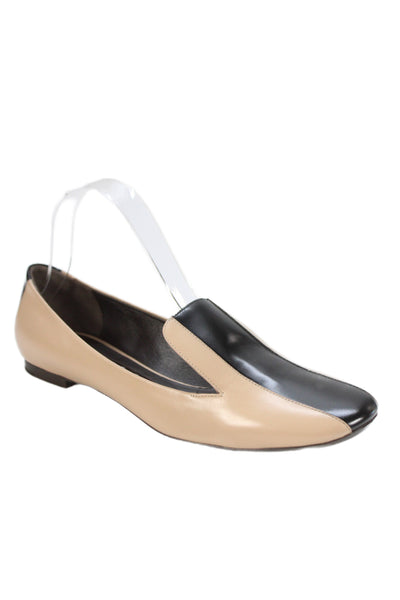 Rochas Womens Leather Color Block Slip On Flat Loafers Shoes Brown Black Size 8