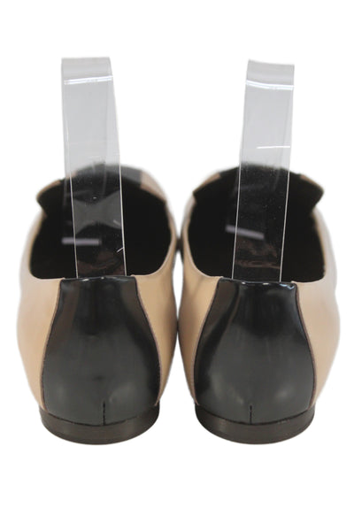 Rochas Womens Leather Color Block Slip On Flat Loafers Shoes Brown Black Size 8