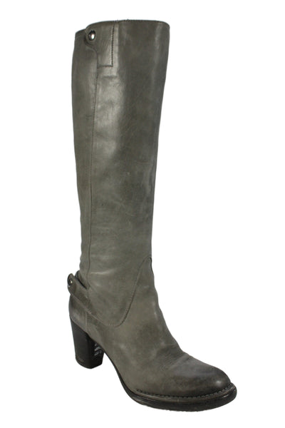 Alberto Fermani Womens Leather Block Heels Knee High Boots Shoes Gray Size 8