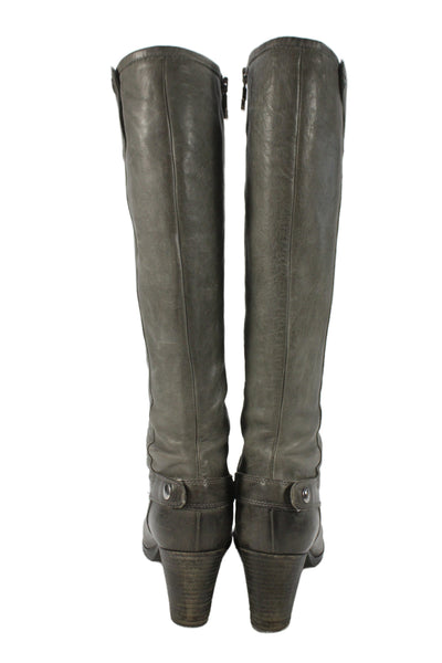 Alberto Fermani Womens Leather Block Heels Knee High Boots Shoes Gray Size 8