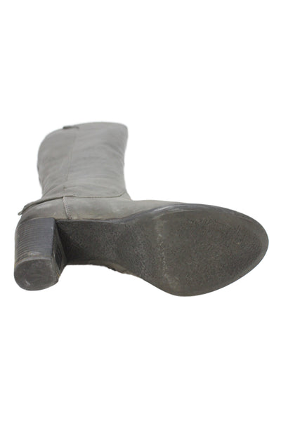 Alberto Fermani Womens Leather Block Heels Knee High Boots Shoes Gray Size 8