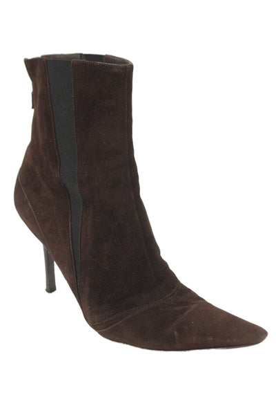 Narciso Rodriguez Womens Suede Pointed Toe Ankle Boots Shoes Brown Size 8