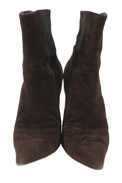 Narciso Rodriguez Womens Suede Pointed Toe Ankle Boots Shoes Brown Size 8