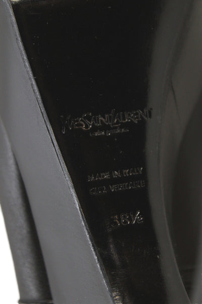 Yves Saint Laurent Womens Leather Platform Ankle Boots Shoes Black Sz 8.5