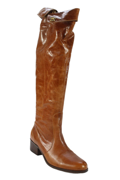 Pour la Victoire Womens Leather Over Knee High Boots Shoes Brown Size 8