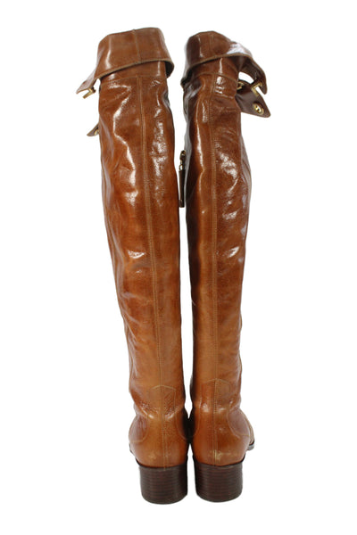 Pour la Victoire Womens Leather Over Knee High Boots Shoes Brown Size 8