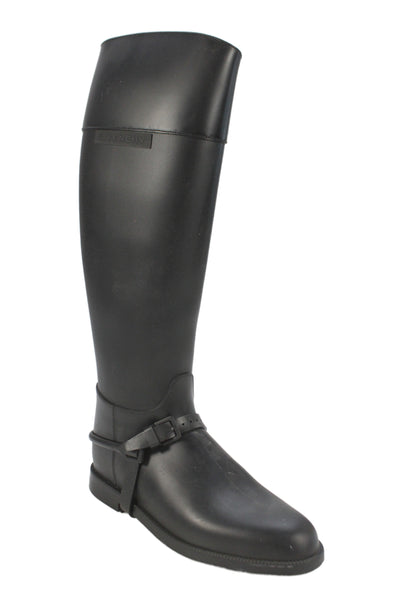 Givenchy Womens Buckle Detail Knee High Rubber Boots Shoes Black Size 8