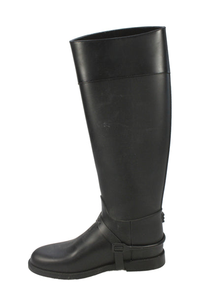 Givenchy Womens Buckle Detail Knee High Rubber Boots Shoes Black Size 8