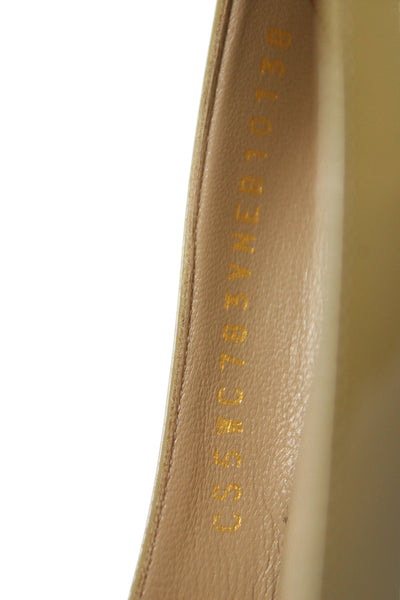 Valentino Garavani Womens Shiny Leather Heel Pumps Shoes Beige Size 8