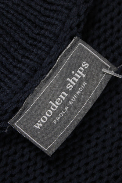 Wooden Ships Womens Blue Striped Nautical Collared Cardigan Long Sleeve Size S