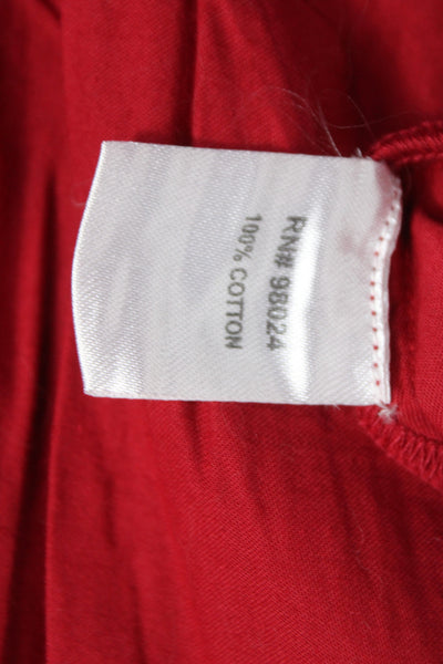 Love The Label Womens Mini Red V-Neck Long Sleeve Cotton Boho Tie Dress Size M