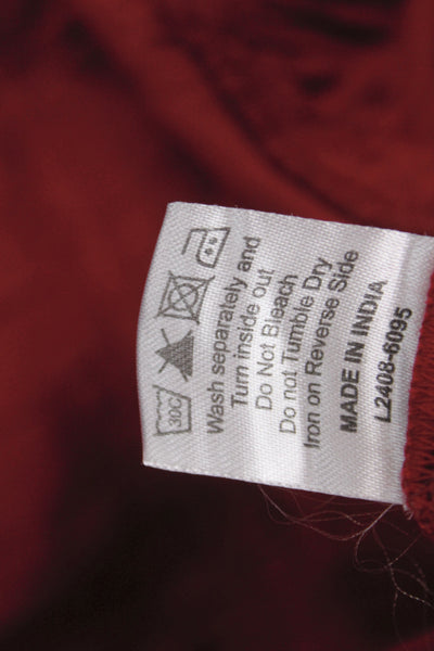Love The Label Womens Mini Red V-Neck Long Sleeve Cotton Boho Tie Dress Size M