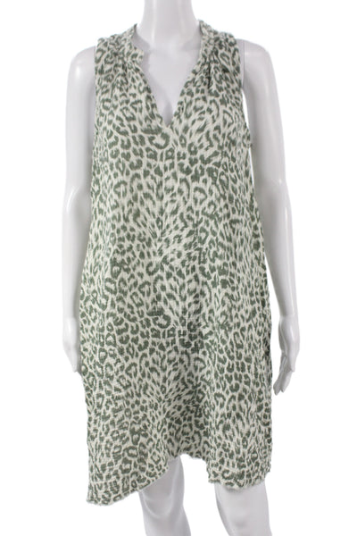 Nation LTD Womens Green Animal Print Shift Dress V-Neck Sleeveless Size M
