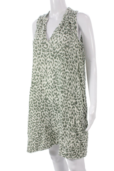 Nation LTD Womens Green Animal Print Shift Dress V-Neck Sleeveless Size M