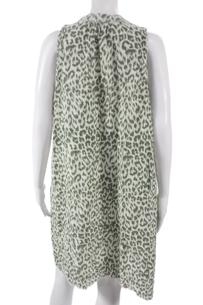 Nation LTD Womens Green Animal Print Shift Dress V-Neck Sleeveless Size M