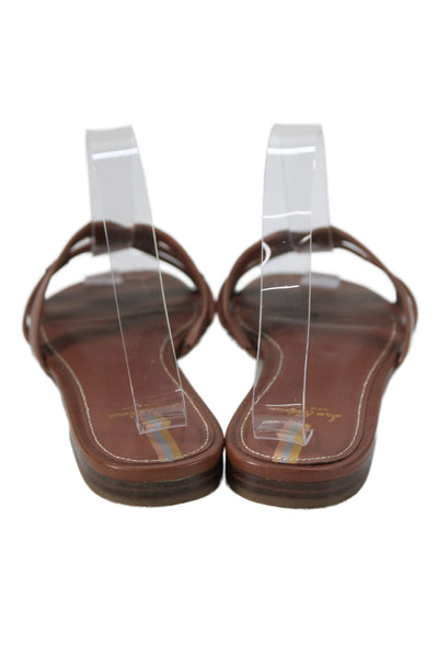 Sam Edelman Womens Metal Detail Strappy Slide Sandals Brown Leather Size 8