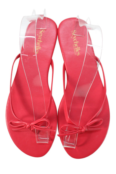 Seychelles Womens Leather Knotted Bow T Strap Sandals Pink Size 8