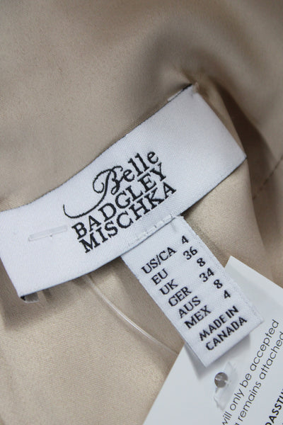 Badgley Mischka Women Fit & Flare Lace Dress Beige Mini Size 4