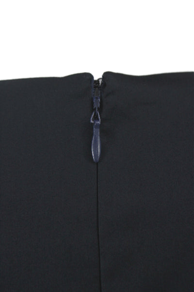 Badgley Mischka Women Tunic Black V-Neck 3/4 Sleeve Cotton Zip Elegant Size 1