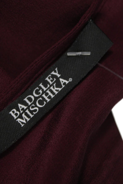 Badgley Mischka Women Purple Boat Neck 3/4 Sleeve Pullover Basic Blouse Size S