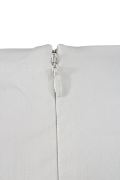 Badgley Mischka Women White V-Neck 3/4 Sleeve Cotton Blouse Zip Size 1