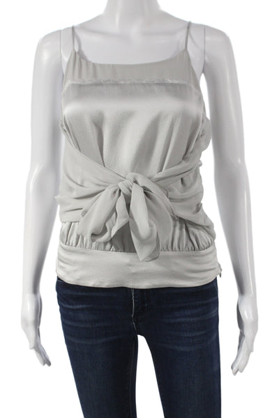 Badgley Mischka Women Camisole Gray Square Neck Sleeveless Polyester Size S