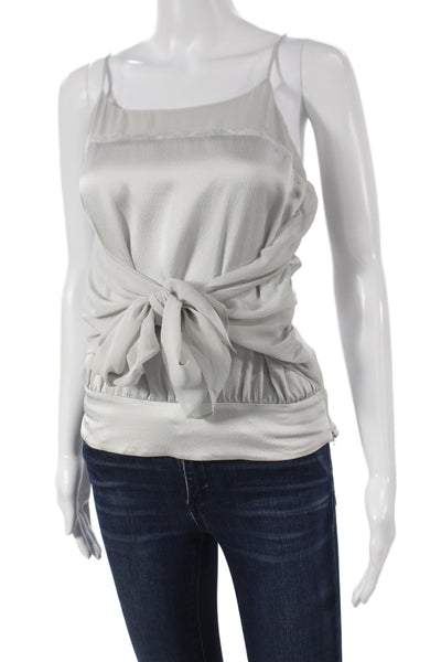 Badgley Mischka Women Camisole Gray Square Neck Sleeveless Polyester Size S