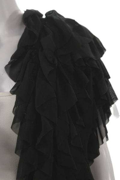 Badgley Mischka Womens Black Chiffon Kimono Vest Sleeveless Elegant Size 10